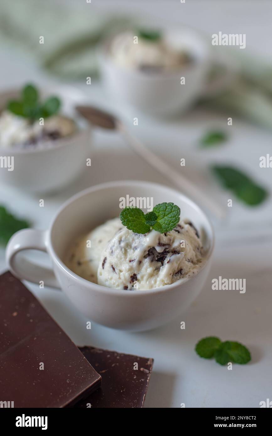 straciatella mint ice cream Stock Photo