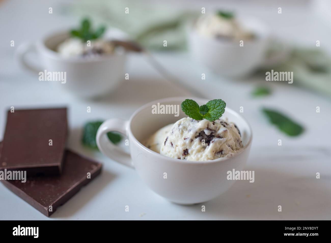 straciatella mint ice cream Stock Photo