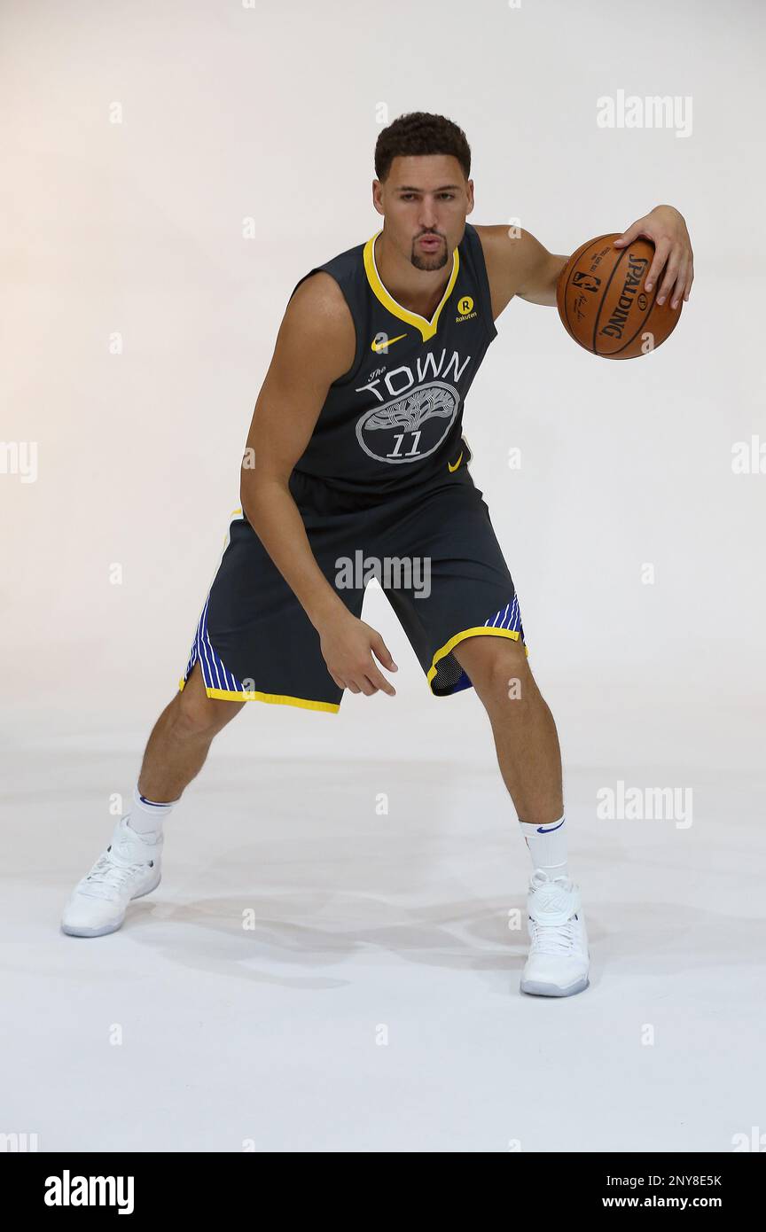 OAKLAND, CA - SEPTEMBER 22: Klay Thompson appears at the Golden State  Warriors media day September 22, 2017 at the Rakuten Performance Center in  Oakland, CA. (Photo by Daniel Gluskoter/Icon Sportswire) (Icon