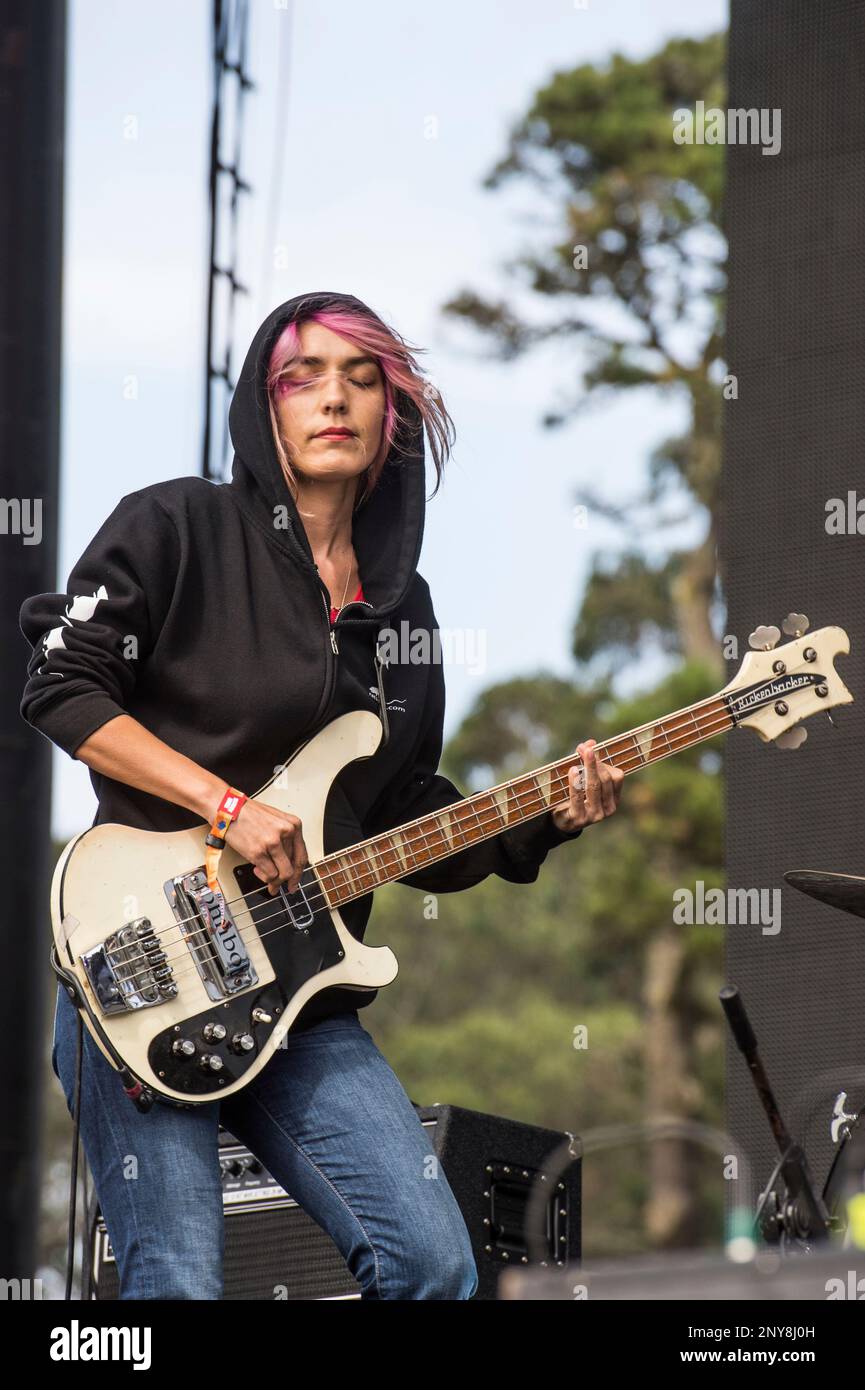 Jenny Lee Lindberg of Warpaint performs at the Outside Lands Music