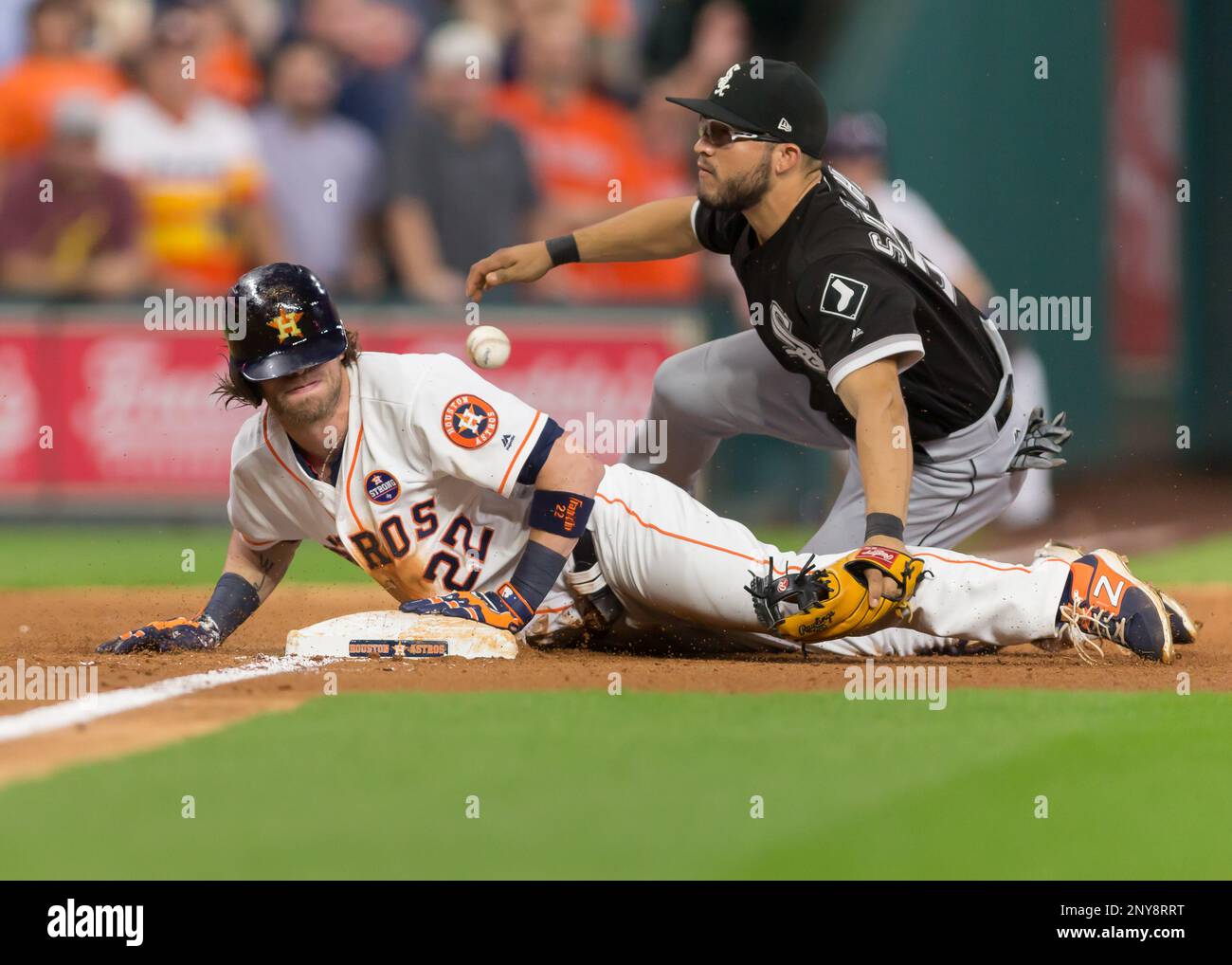 HOUSTON, TX - SEPTEMBER 22: Houston Astros second baseman Jose Altuve (27)  dons a Hispanic Heritage jersey during the MLB game between the Kansas City  Royals and Houston Astros on September 22