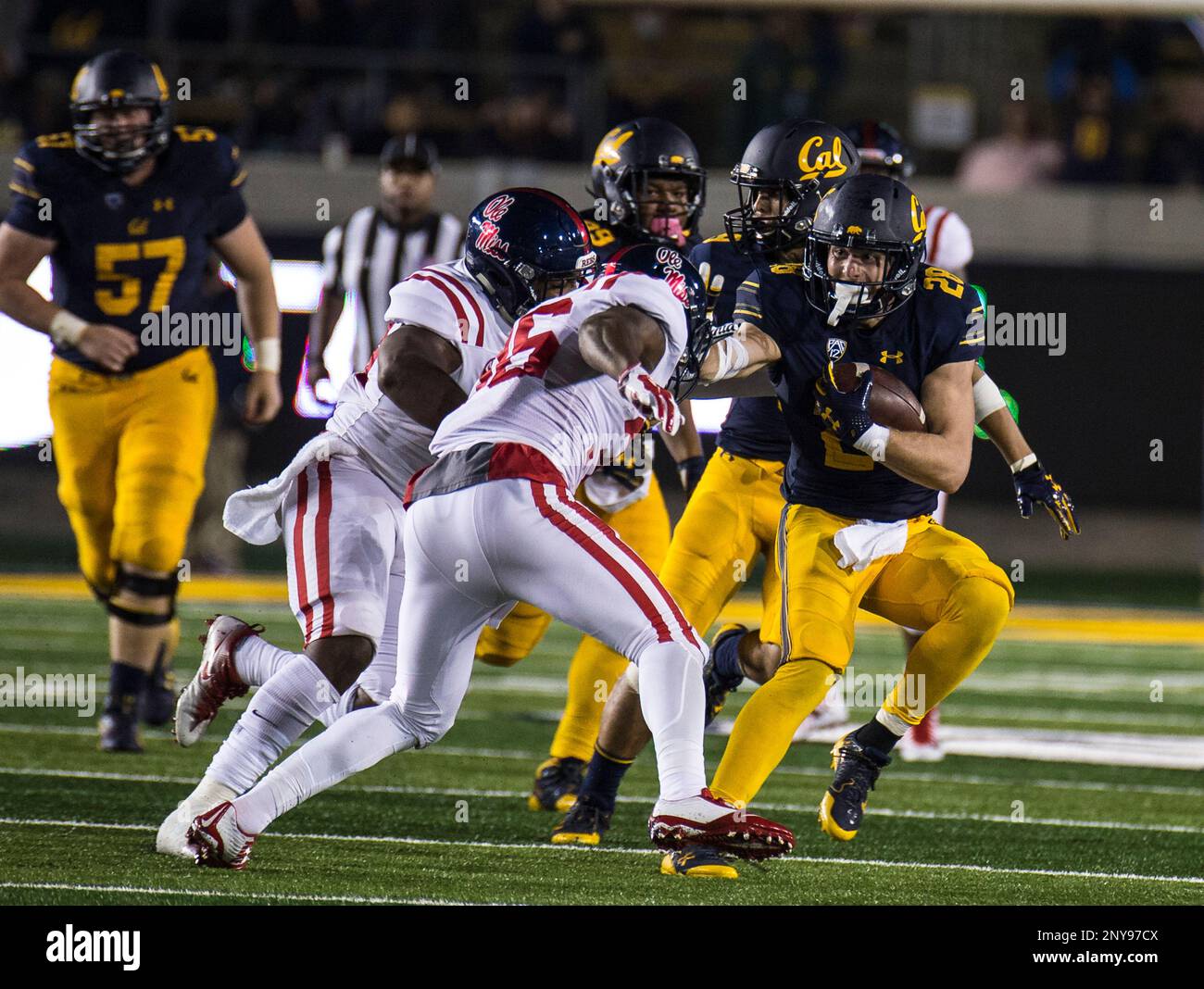 Sept 16 2017 Berkeley CA, U.S.A Cal running back Patrick Laird (28) tries  to advoid a tackle after a short runduring the NCAA Football game between  Ole Miss Rebels and the California
