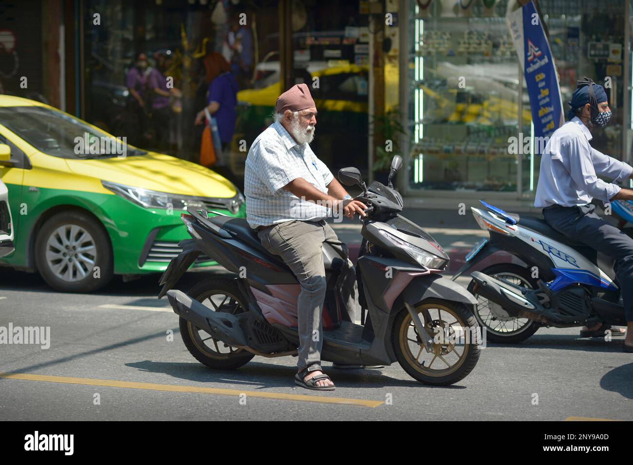 Indian Motorcyclist Charoen Krung Road Bangkok Thailand Stock Photo - Alamy