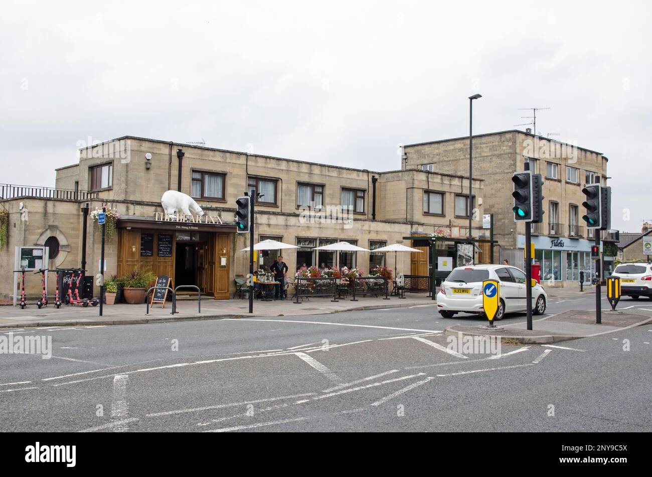 Bath, UK - September 3, 2022: View of the Bear Inn public house in the Bear Flat district of Bath, Somerset on an overcast summer day. Stock Photo