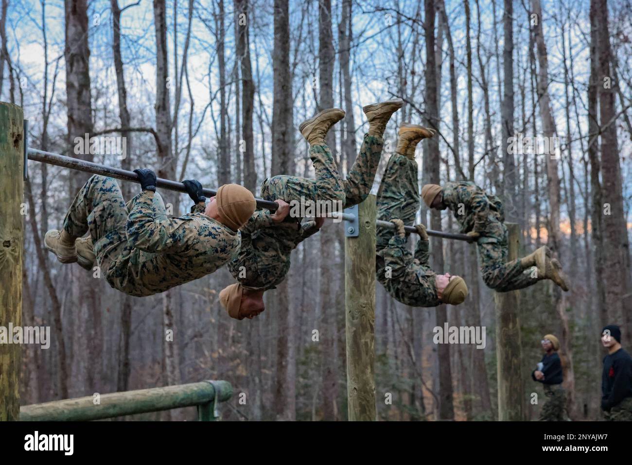 U.S. Marines with Corporal’s Course 123 complete an obstacle course on Marine Corps Base