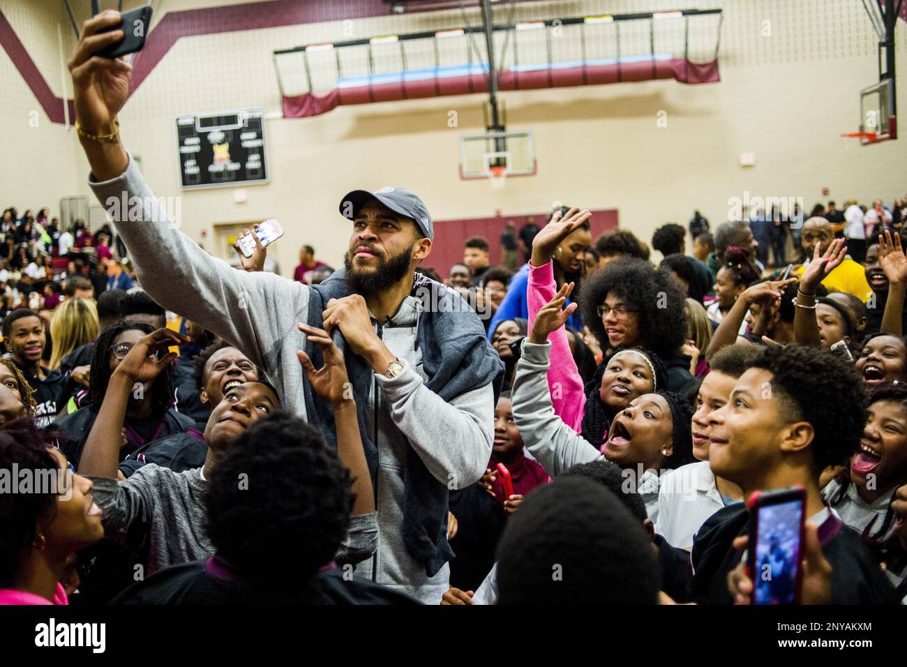 Golden state warriors center javale mcgee returns home with the larry o