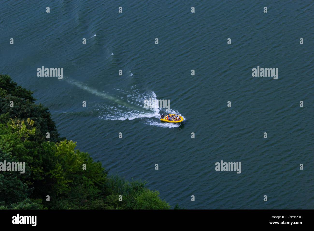 Aerial view of a motorboat circle hi-res stock photography and images ...