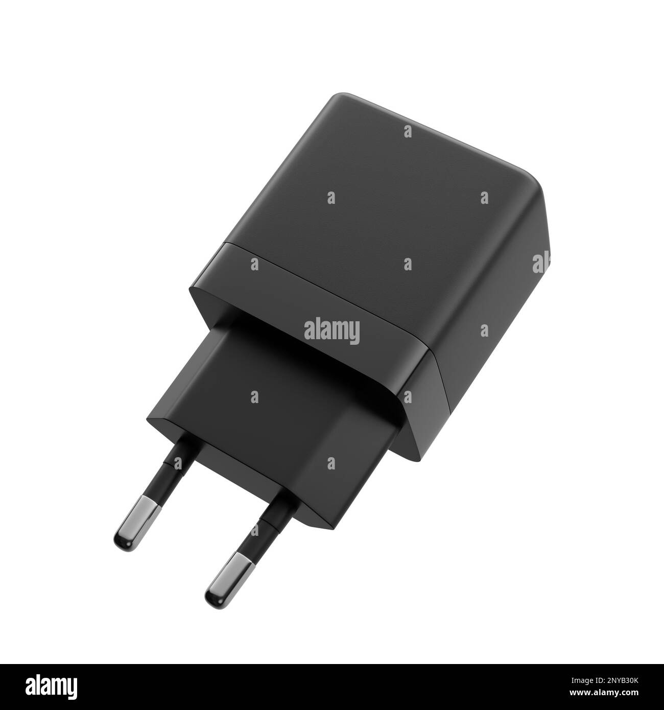 Black smartphone charger on the white isolated background Stock Photo