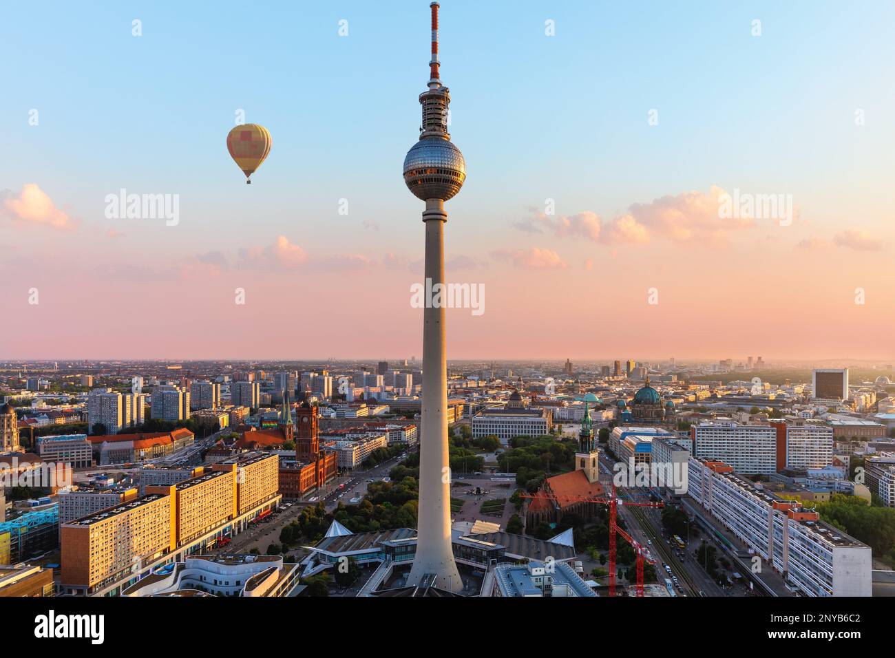 Berlin TV tower, wonderful aerial panorama, Germany. Stock Photo