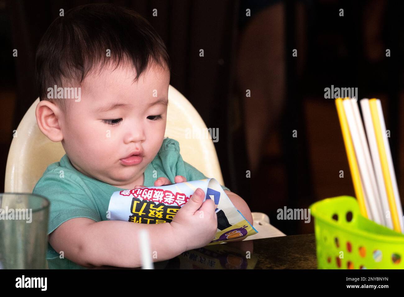 Candid shot of a baby on The 15th Day of Chinese New Year Lunar Year ...
