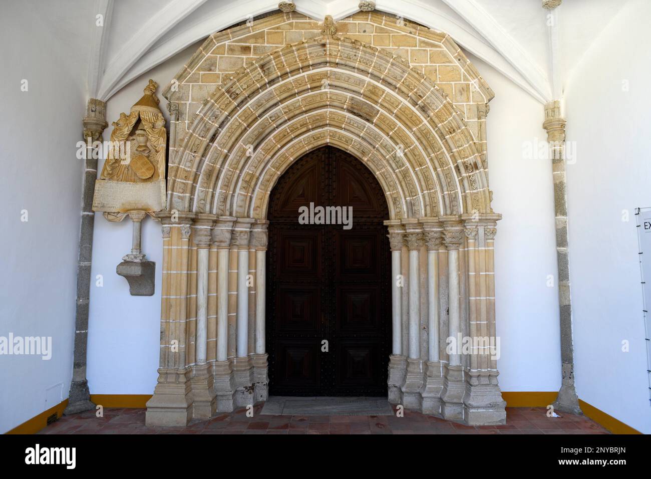 Evora city, Loios Portal Church (gothic). Alentejo, Portugal. Stock Photo