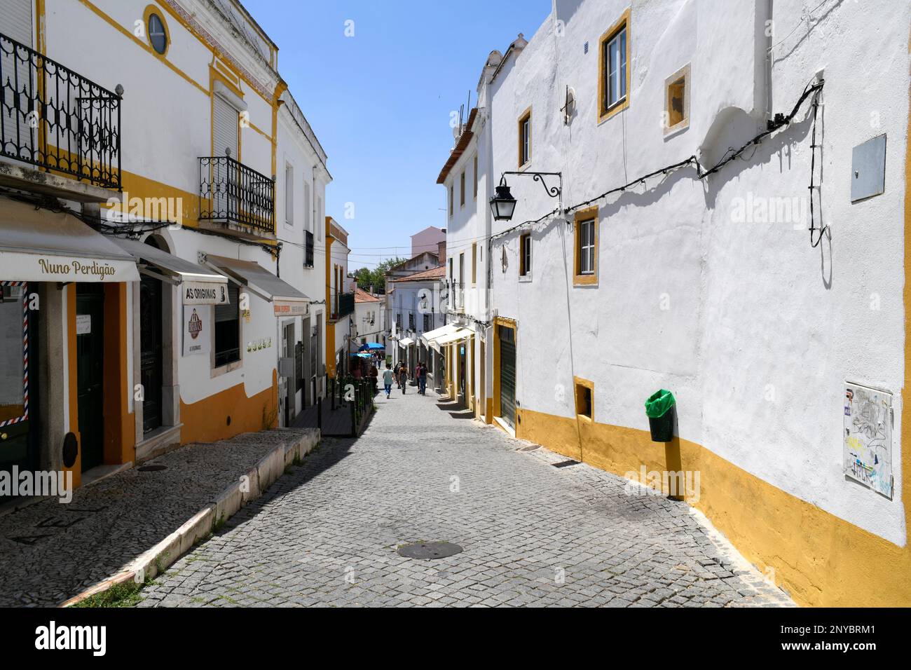 Evora city, pedestrian street. Alentejo, Portugal. Stock Photo