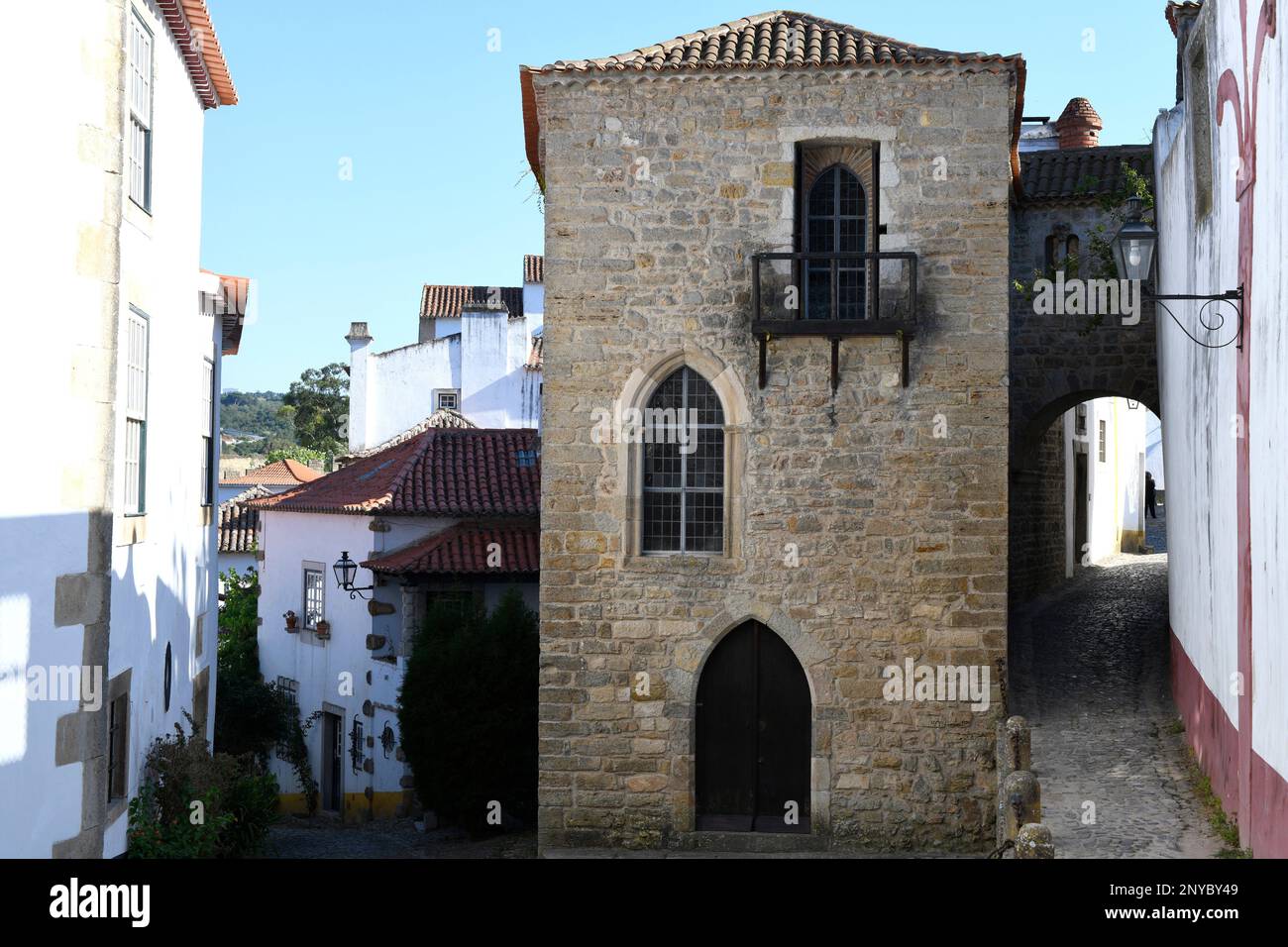Obidos town, typical street. Estremadura, Leiria, Portugal. Stock Photo