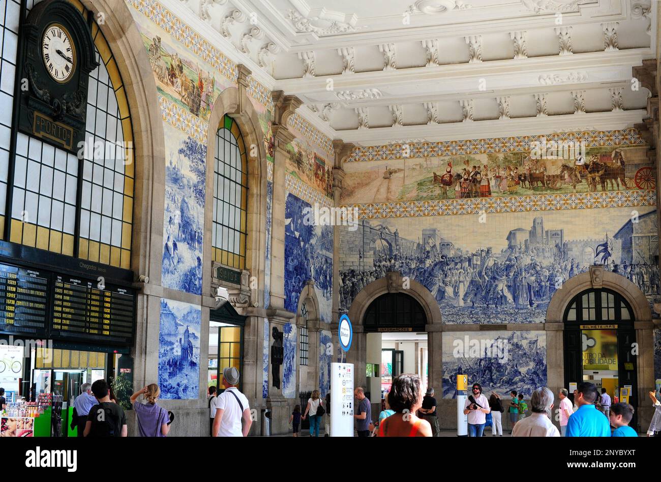 Porto or Oporto, Train station (Sao Bento) with azulejos. Portugal. Stock Photo