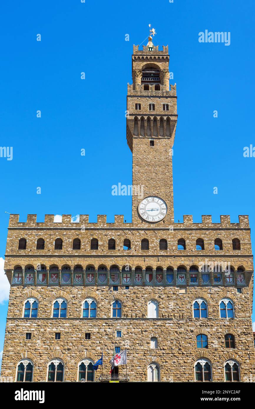 Palazzo Vecchio with the clock tower in Florence Stock Photo Alamy