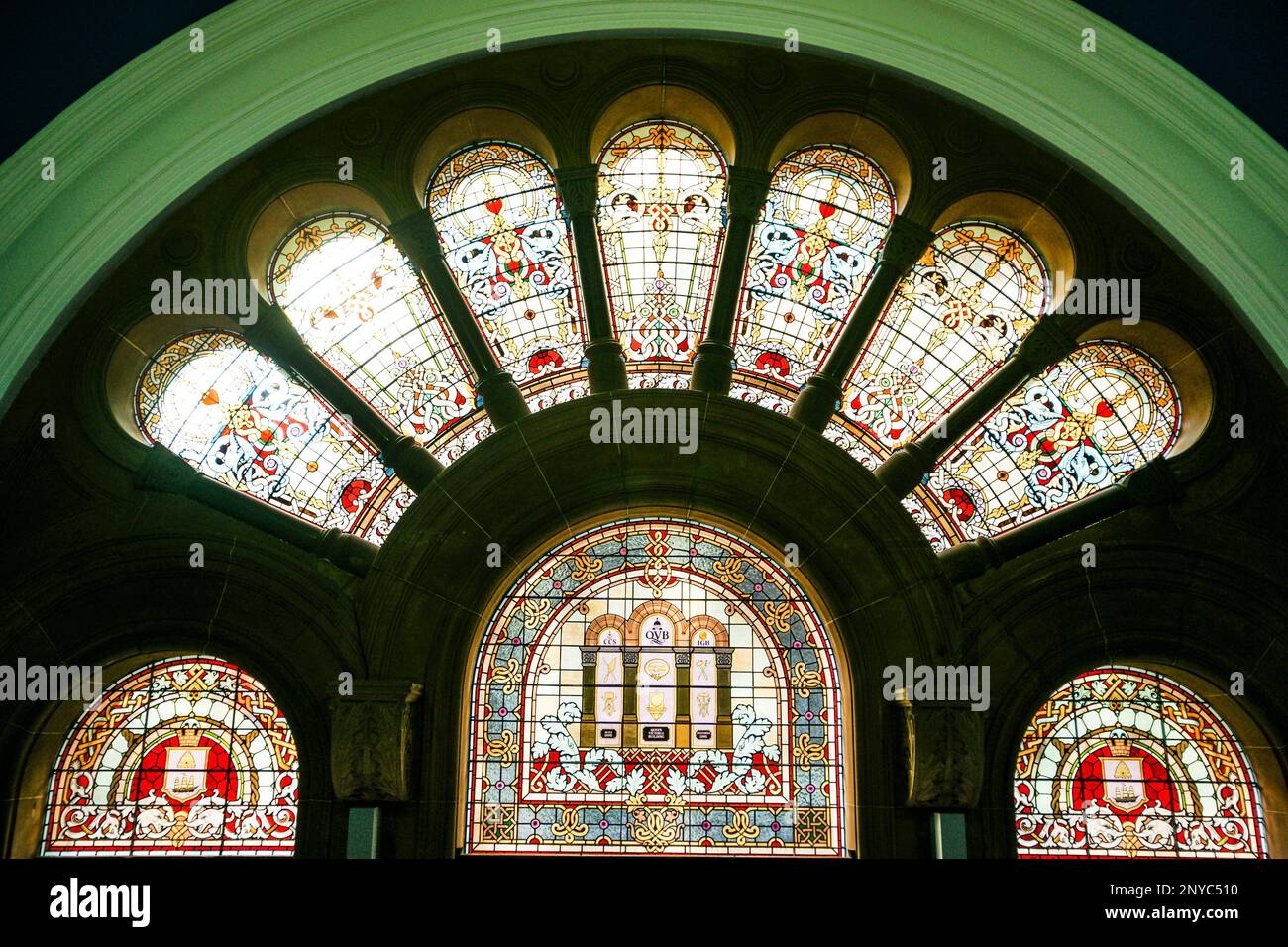 Stained glass windows in Queen Victoria Building Shopping Center