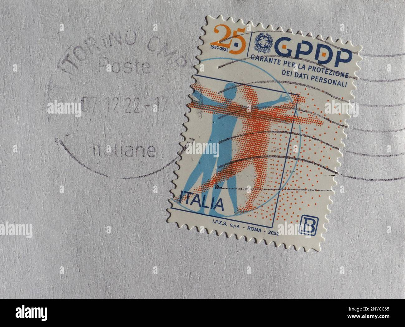 ROME, ITALY - CIRCA DECEMBER 2022: a stamp printed by Italy showing ...