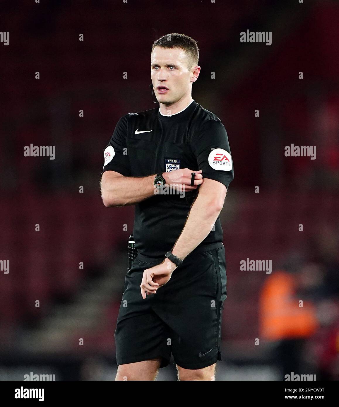 Referee Thomas Bramall during the Emirates FA Cup fifth round match at