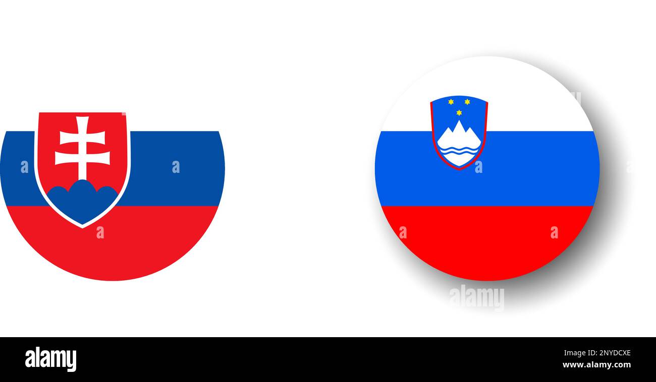 Slovenia flag - flat vector circle icon or badge with dropped shadow ...