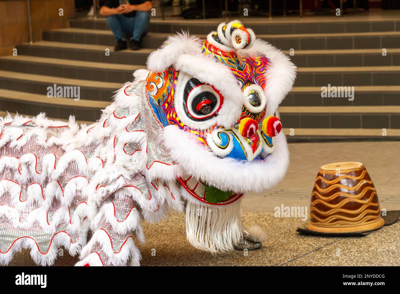 A traditional Southern Chinese Lion Dance Troupe Stock Photo Alamy