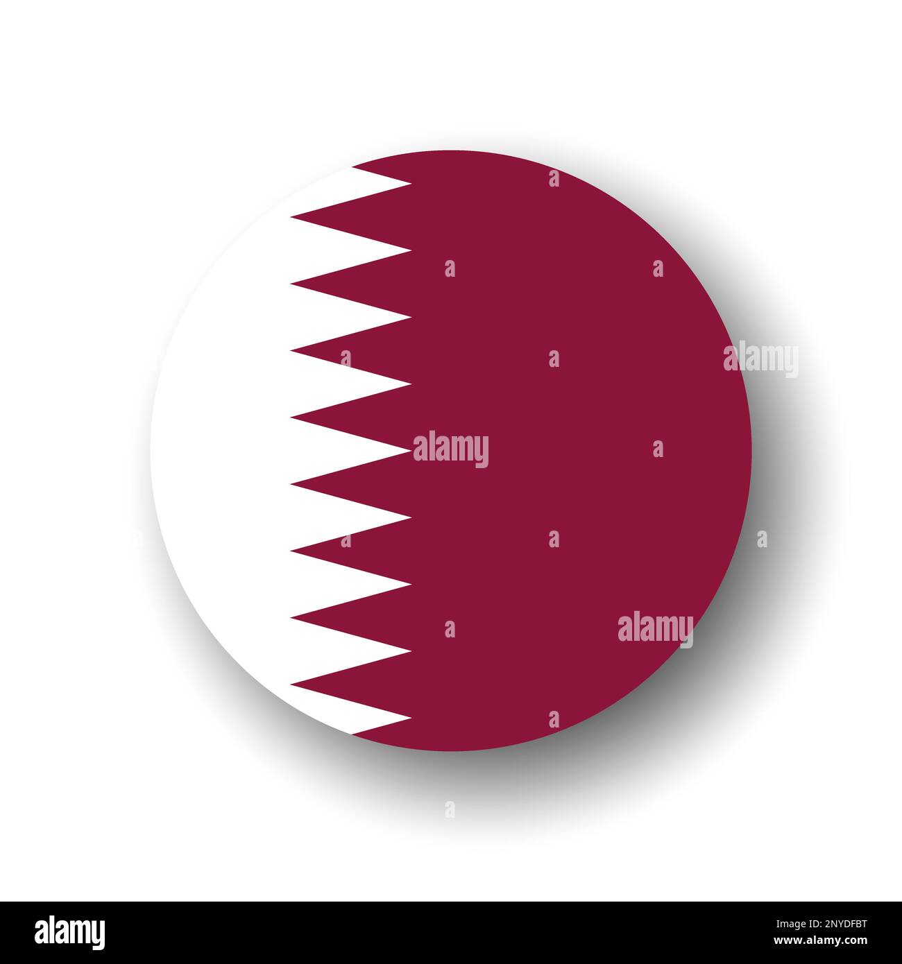 Qatar flag - flat vector circle icon or badge with dropped shadow. Stock Vector
