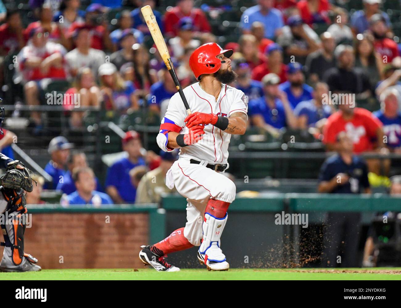 Jun 22, 2017: Texas Rangers second baseman Rougned Odor #12 at bat during  an MLB game between the Toronto Blue Jays and the Texas Rangers at Globe  Life Park in Arlington, TX