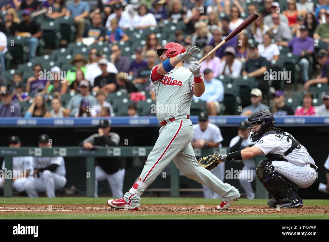 Philadelphia Phillies catcher Cameron Rupp (29) swings at the pitch in ...