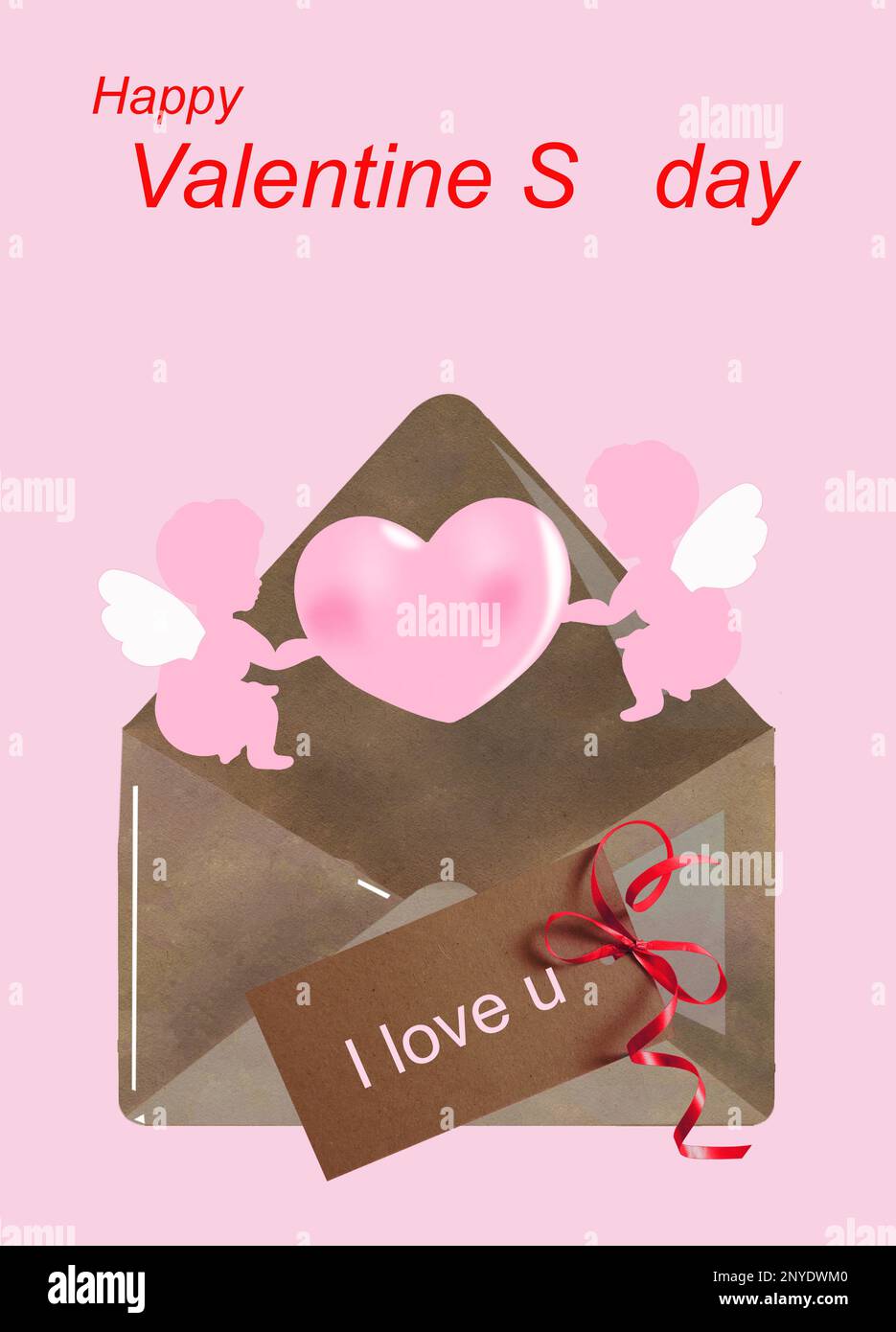 Beautiful and trendy card for Valentine's Day Stock Photo