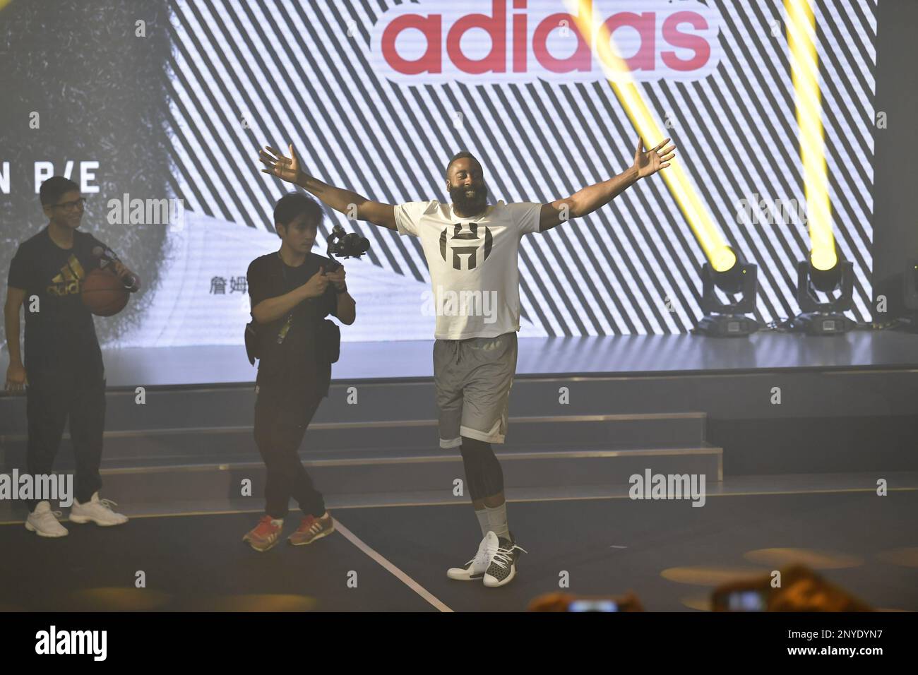 NBA star James Harden, right, of Houston Rockets attends a promotional  event of adidas during his China tour in Guangzhou city, south China's  Guangdon Stock Photo - Alamy