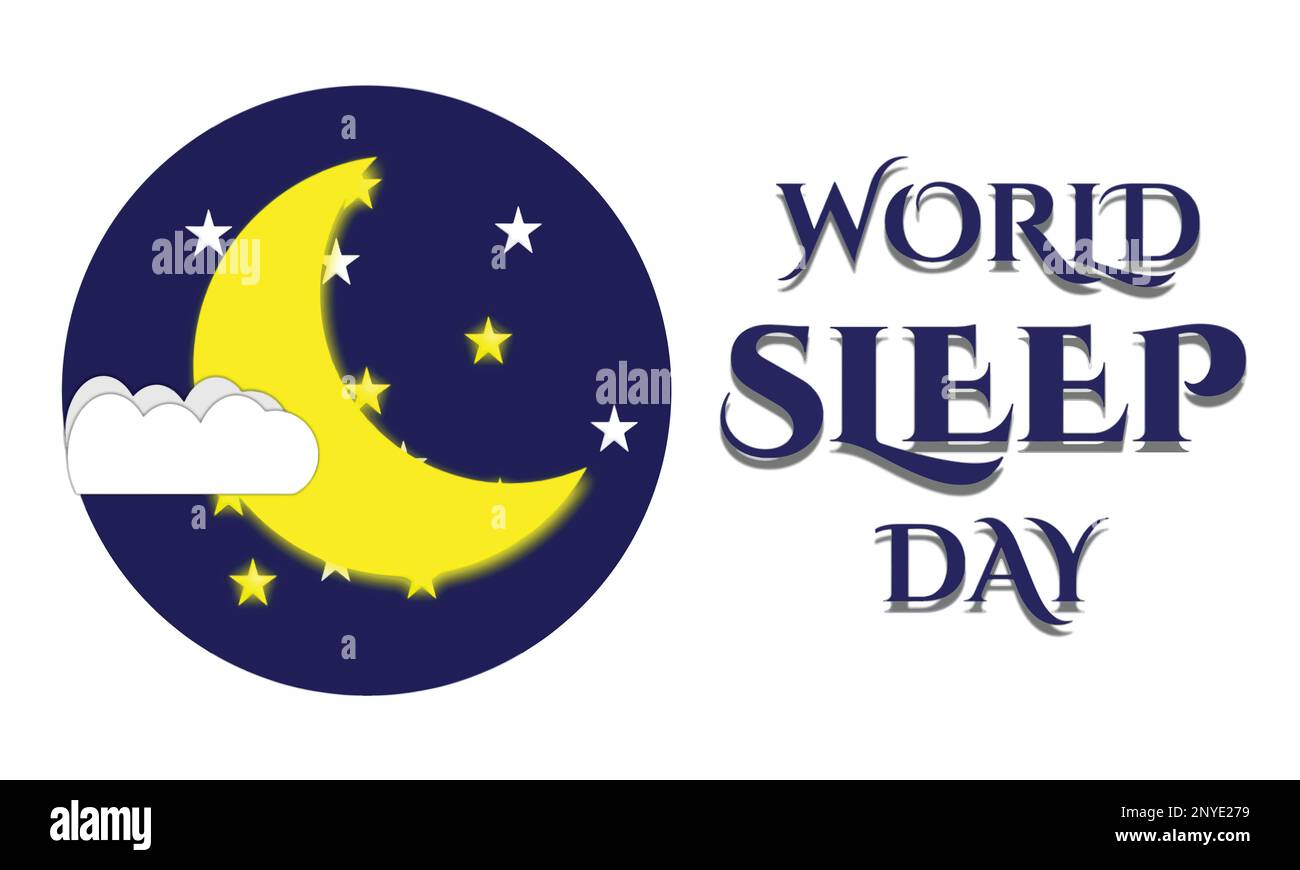 World Sleep Day. Banner with crescent moon and stars. Use for banner