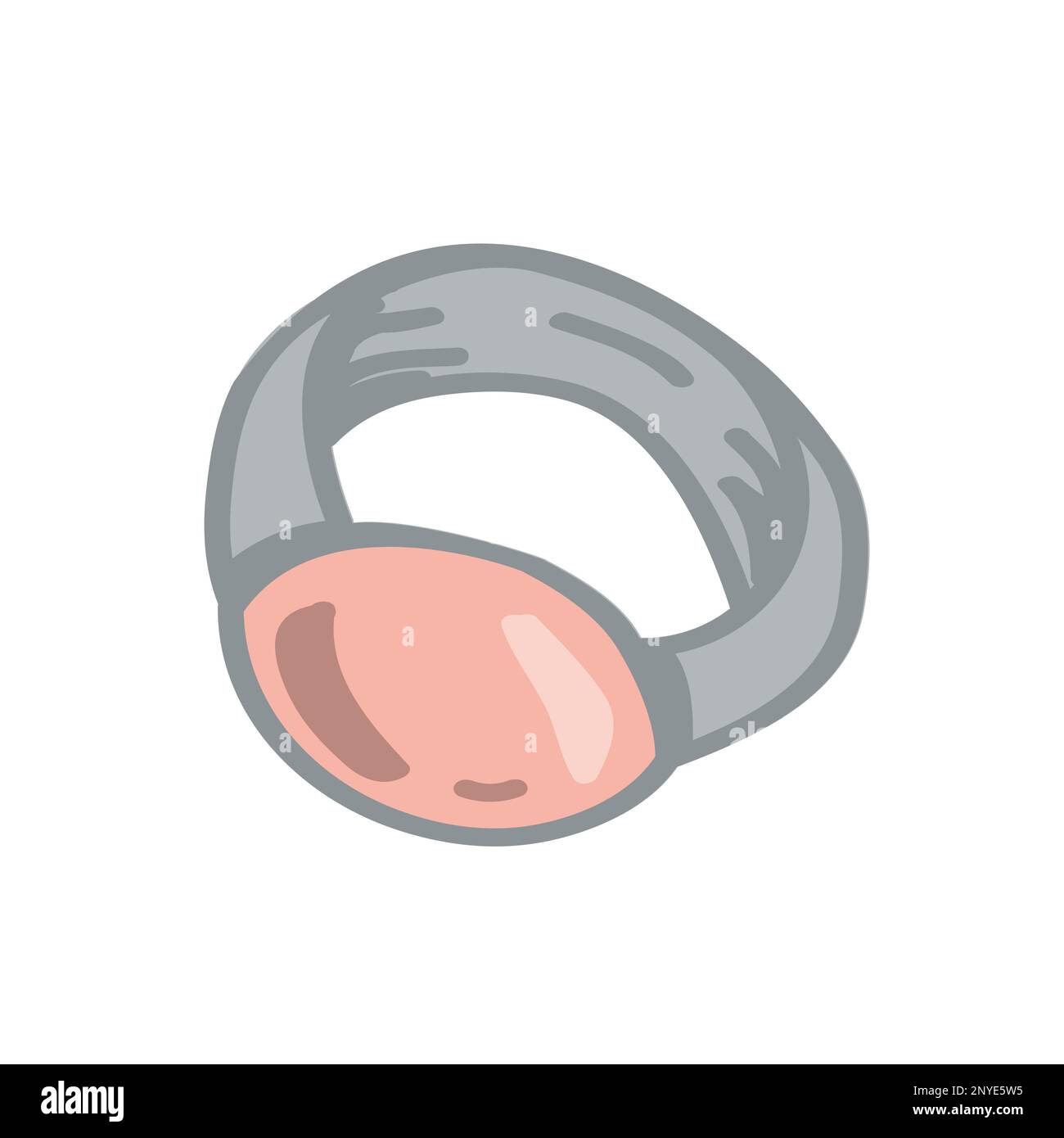 Vintage Silver Ring With A Big Ruby Isolated Vector Illustration On Vintage silver ring with a big ruby isolated vector illustration on