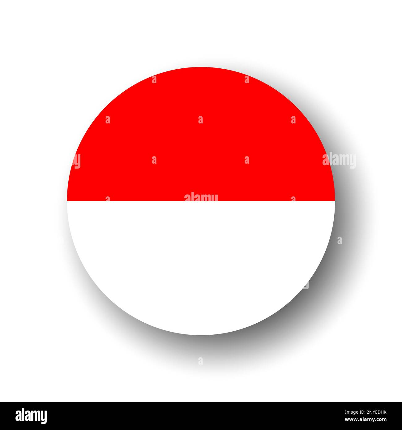 Indonesia flag - flat vector circle icon or badge with dropped shadow. Stock Vector