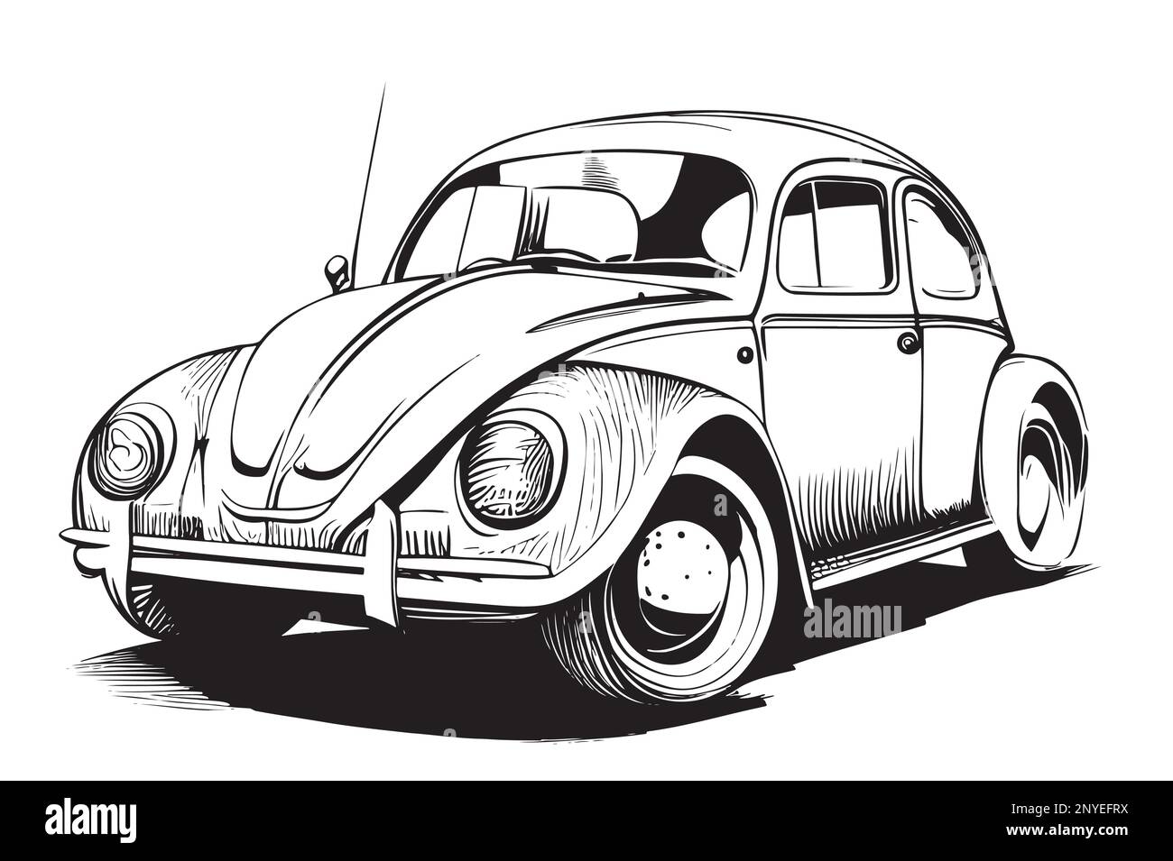 Retro car hand drawn sketch in doodle style Vector illustration Stock Vector