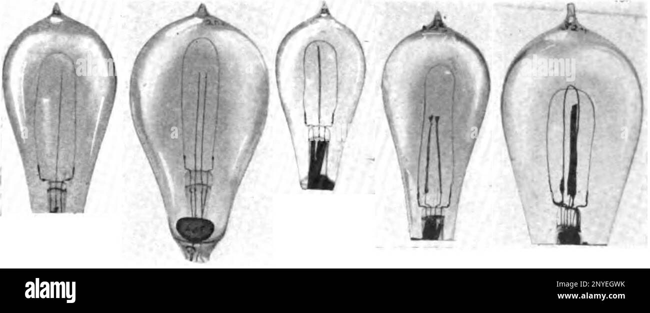 Bulbs Thomas Alva Edison used to discover thermionic emission (the Edison Effect) in 1884 Stock Photo