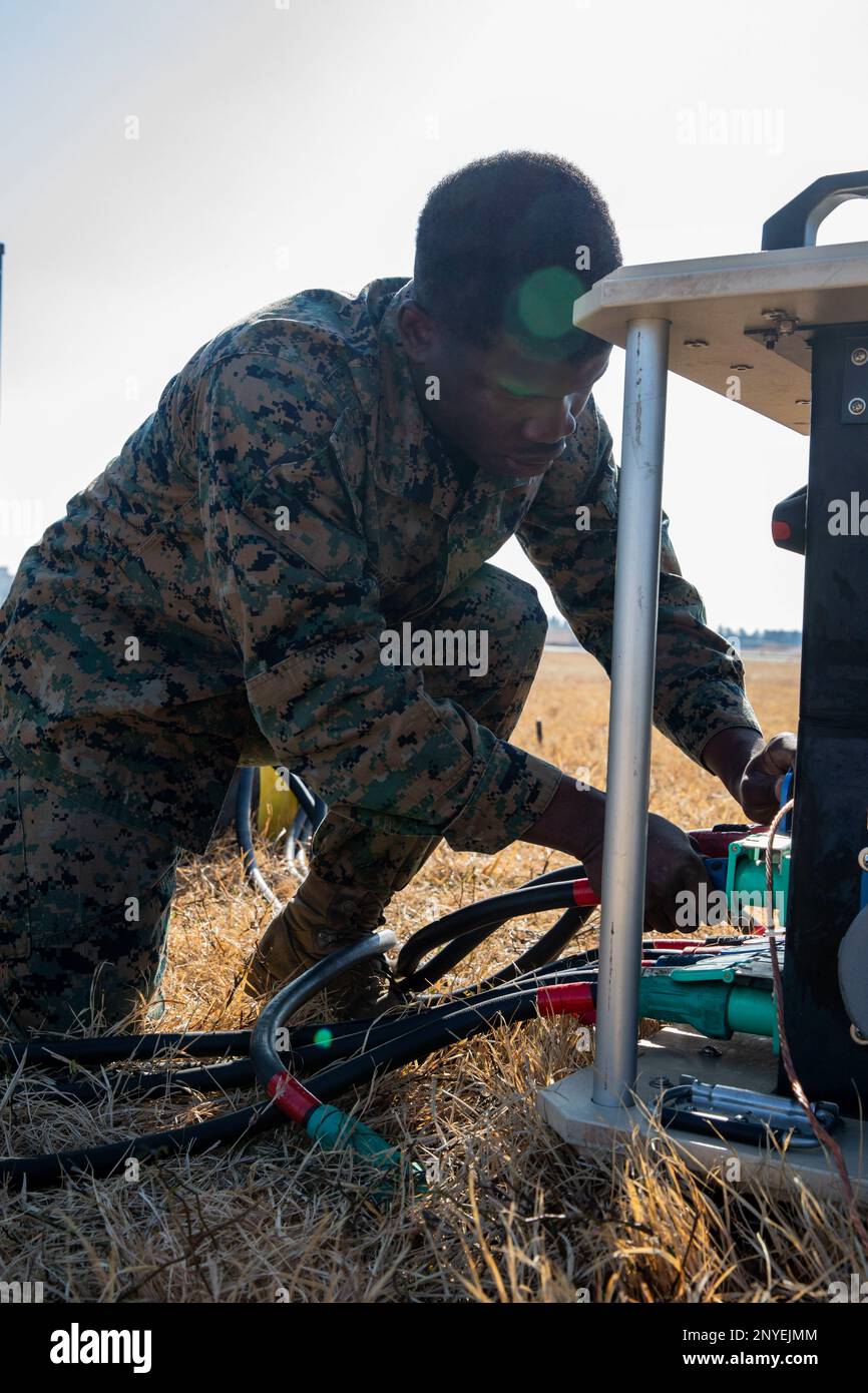 U.S. Marine Corps Lance Cpl. Kerousta Edouard, an electrician with