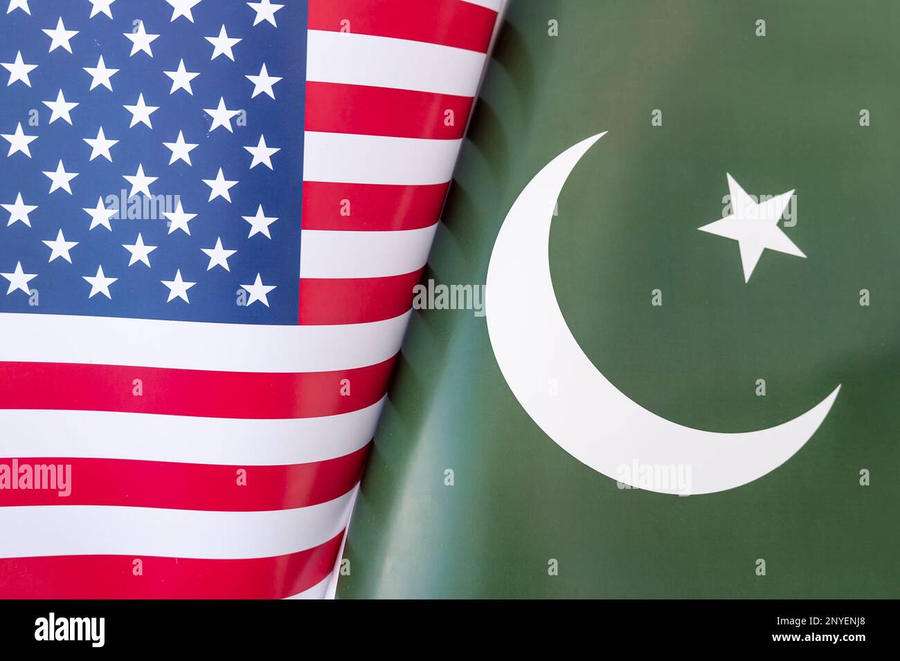 Background of the flags of the USA and pakistan. The concept of interaction or counteraction between the two countries. International relations. polit Stock Photo