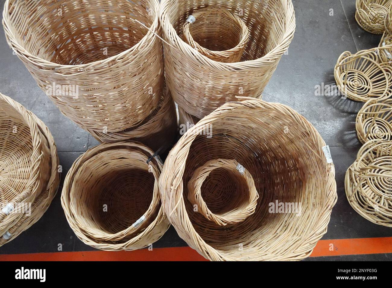 Handmade wicker baskets in a shop Stock Photo Alamy