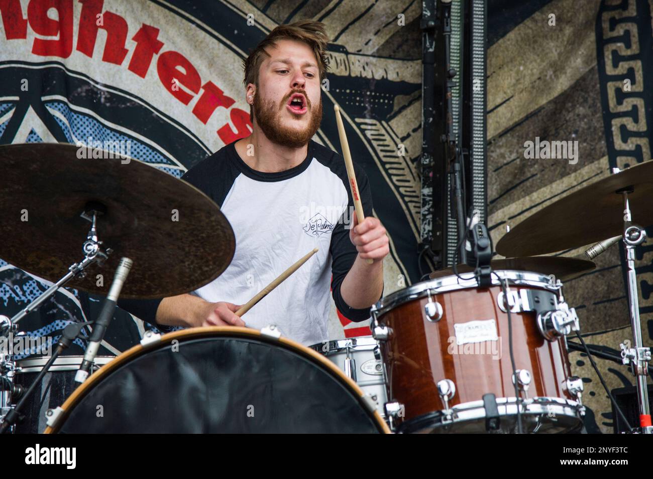 Axel Larsson of Truckfighters performs during the Rock on the Range ...