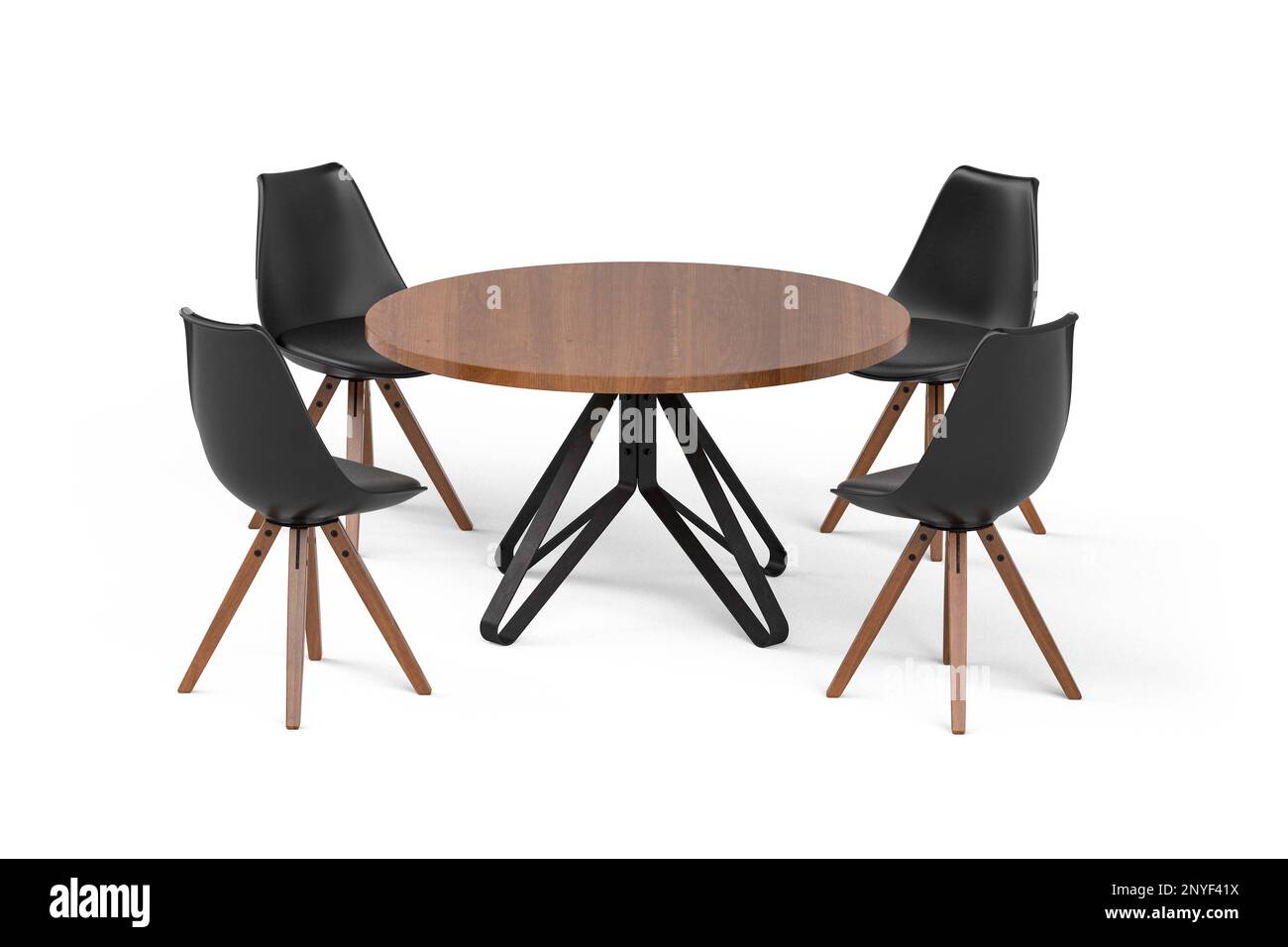 Round dining table with four chairs isolated on white background 3d render Stock Photo Alamy