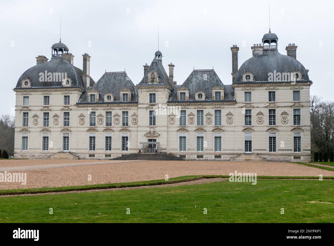 Cheverny, France, February 24, 2023. Facade of the Château de Cheverny which inspired the Château de Moulinsart in the Tintin comic Stock Photo