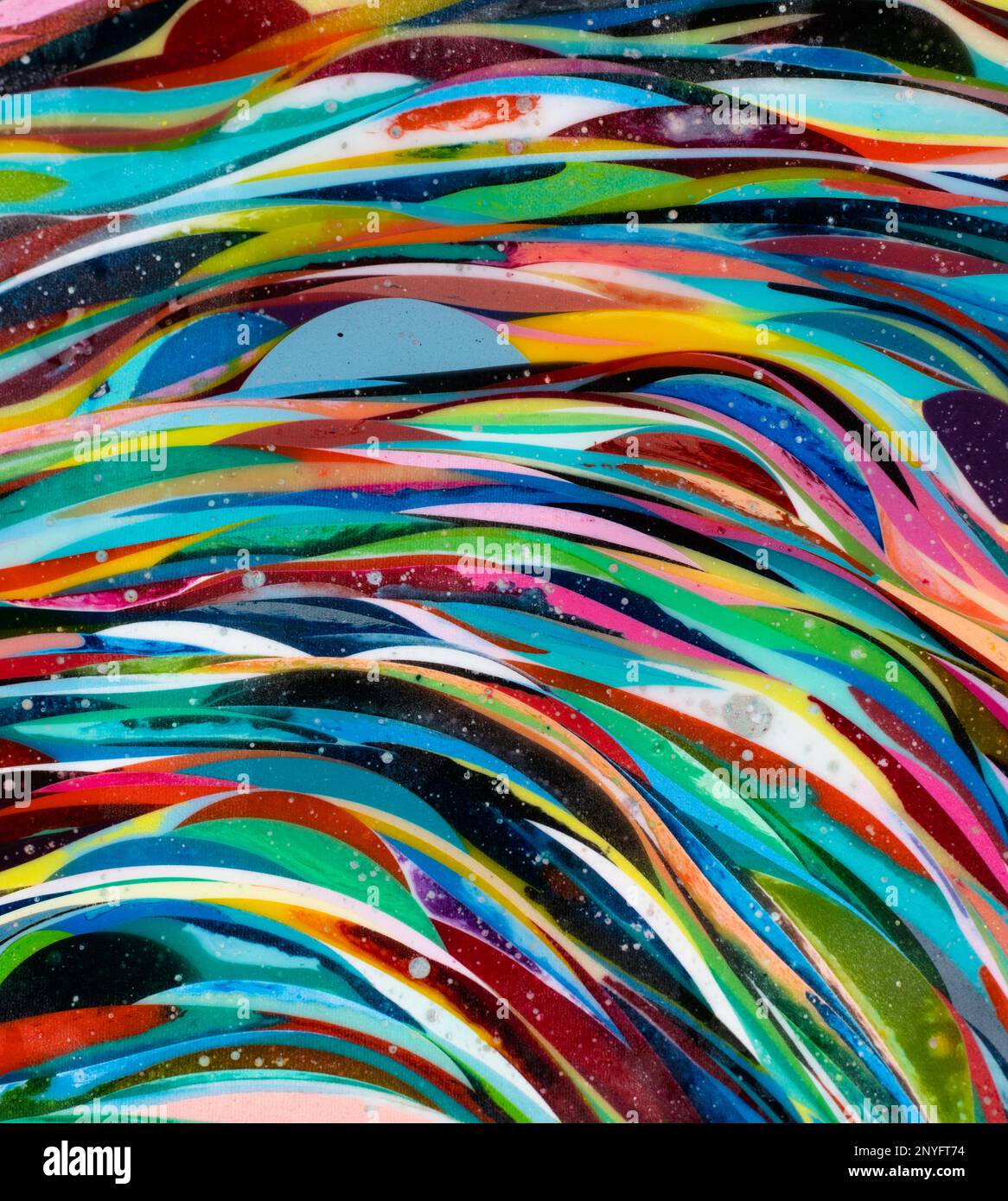 Multicolored wavy abstract stripes painted on background Stock Photo