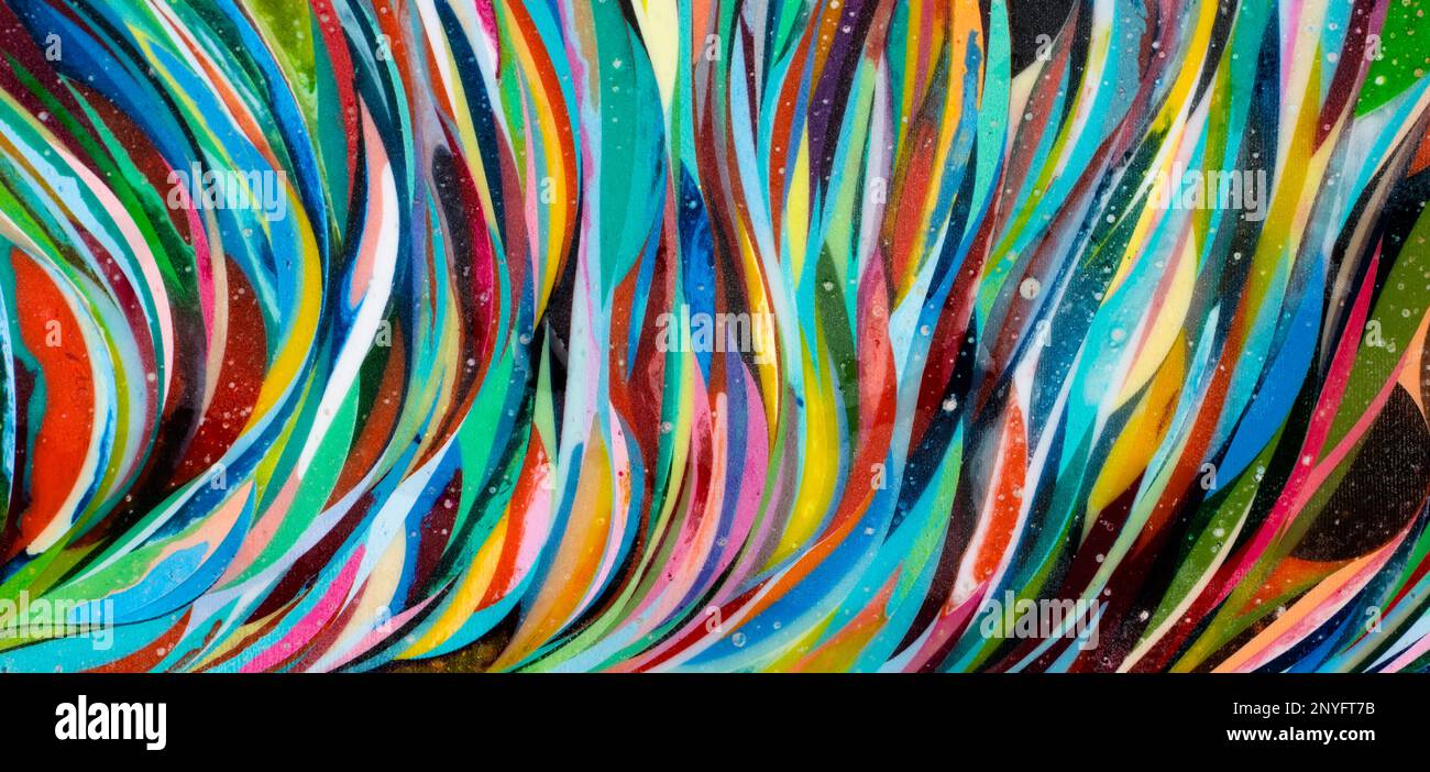Multicolored wavy abstract stripes painted on background Stock Photo