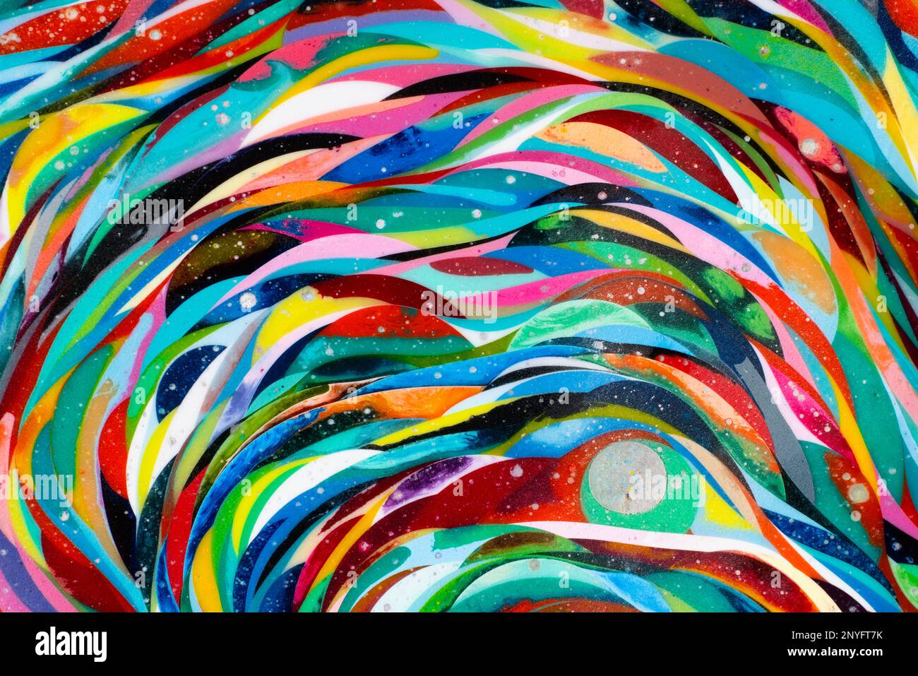 Multicolored wavy abstract stripes painted on background Stock Photo