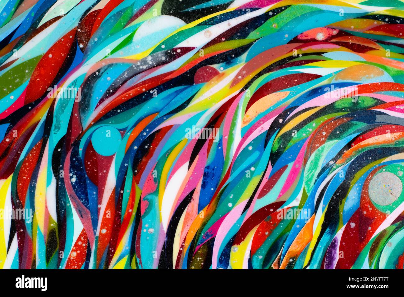 Multicolored wavy abstract stripes painted on background Stock Photo