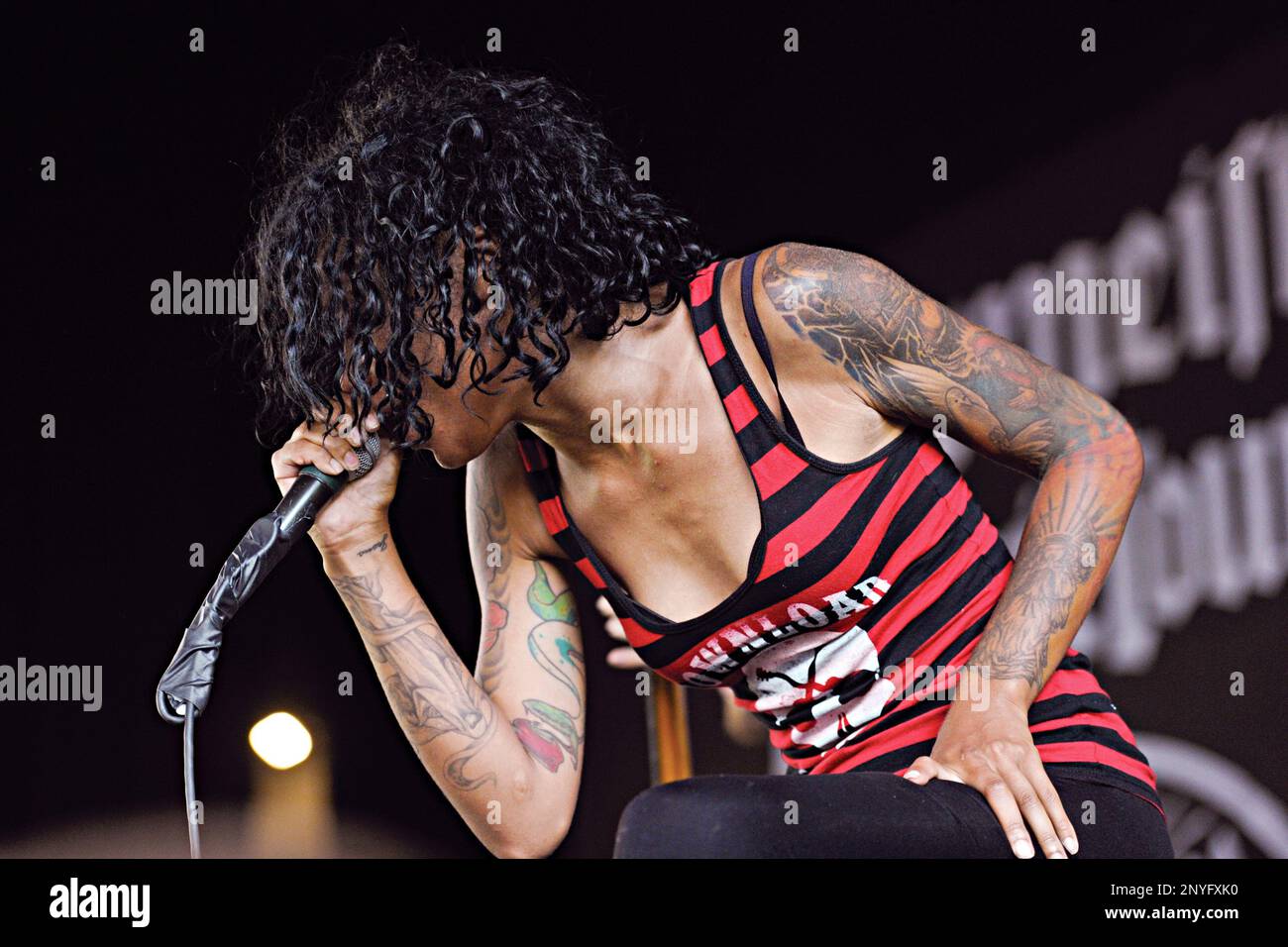 Alexis Brown of Straight Line Stitch performs during the Mayhem Music