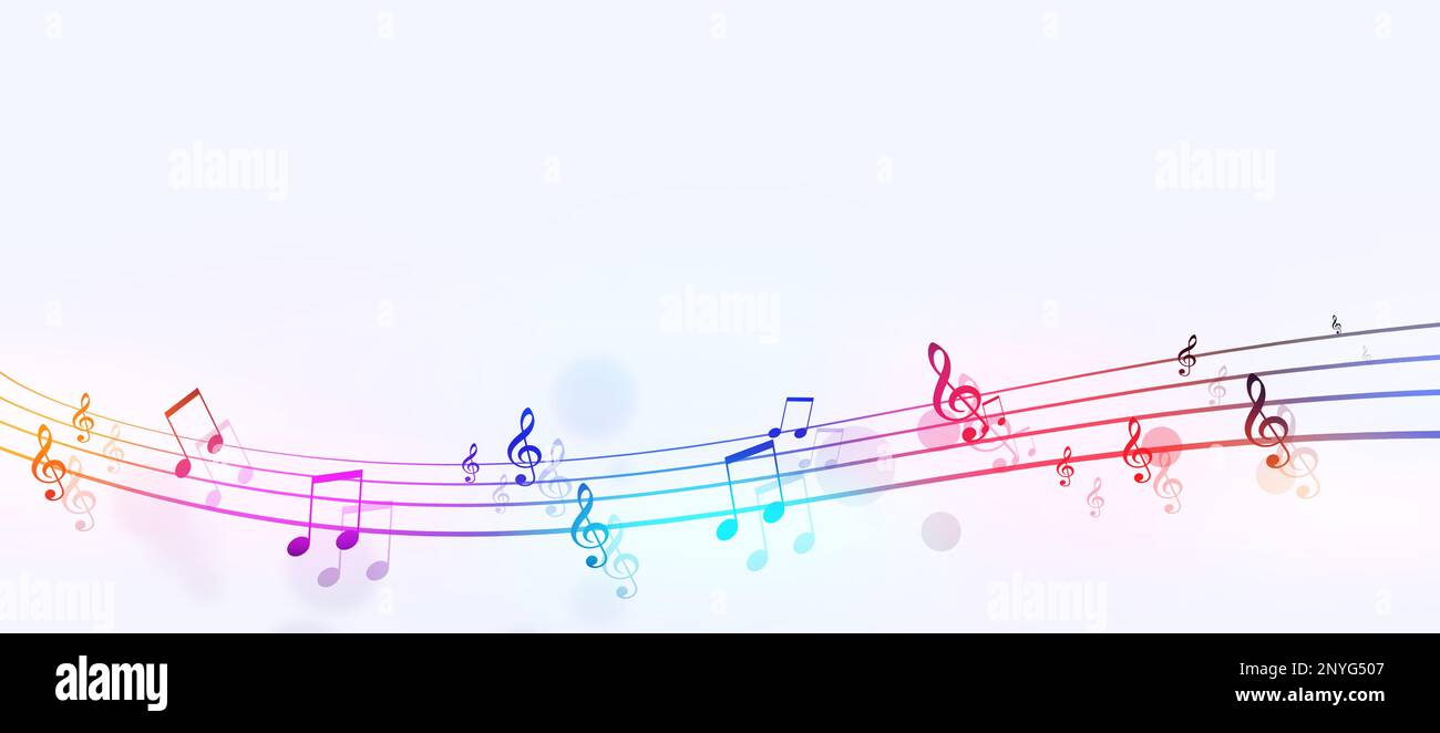 bright and colorful music notes banner for party events Stock Photo - Alamy