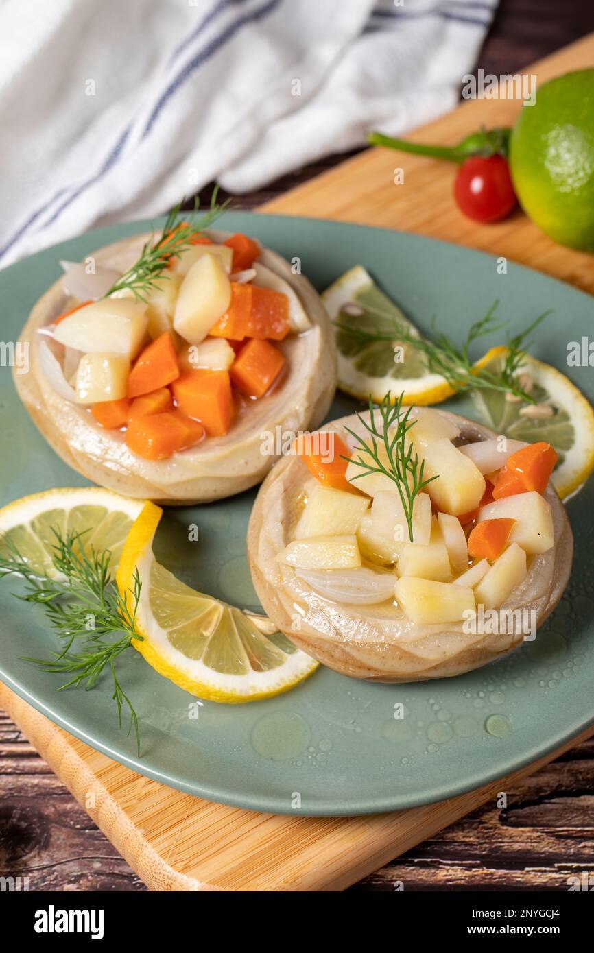 Artichoke dish with olive oil. Turkish cuisine delicacies. Artichoke made with lemon juice