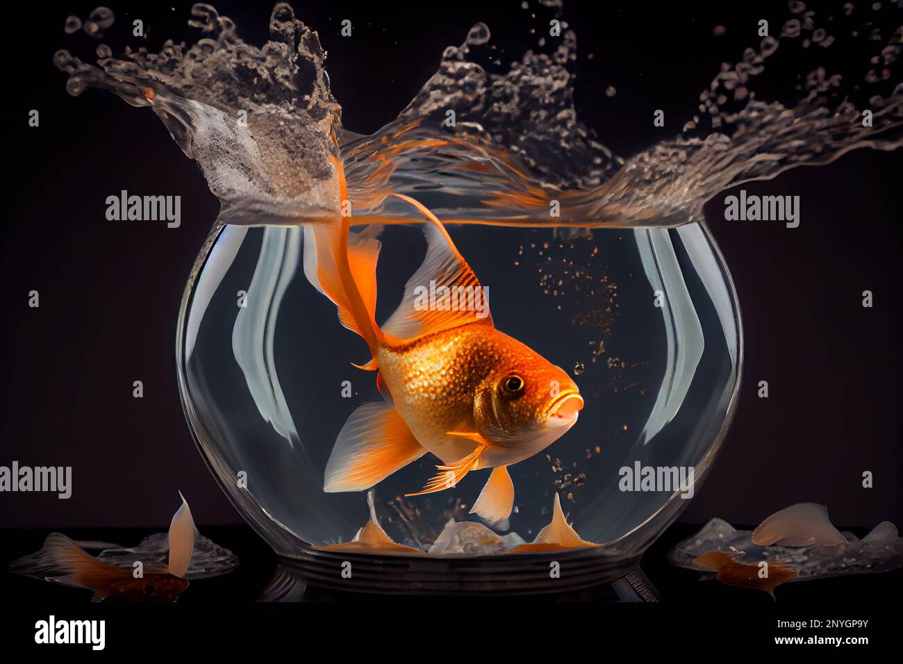 fish in glass jar over black background, ai generated Stock Photo Alamy