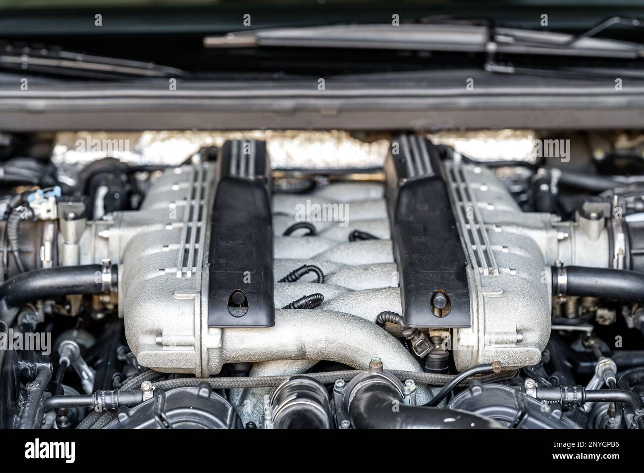 high performance sports car engine Stock Photo Alamy