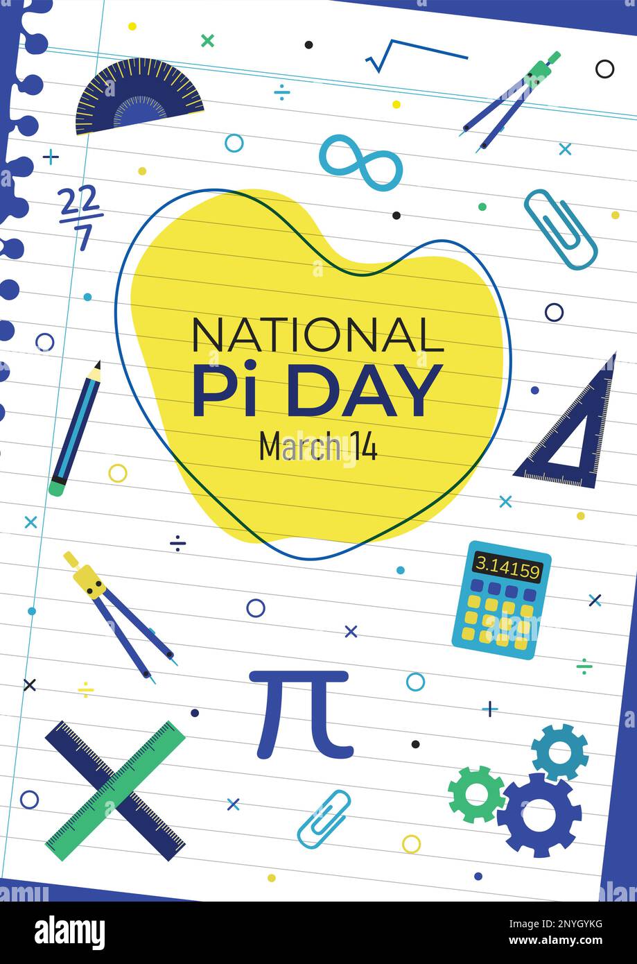 National Pi Day Vertical Poster Vector Illustration. March 14 Awareness